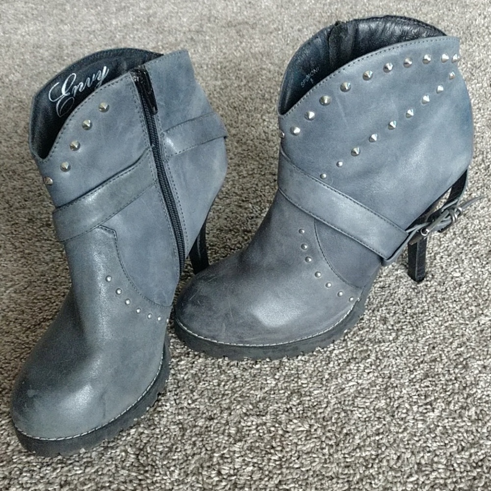 Gray ankle boots